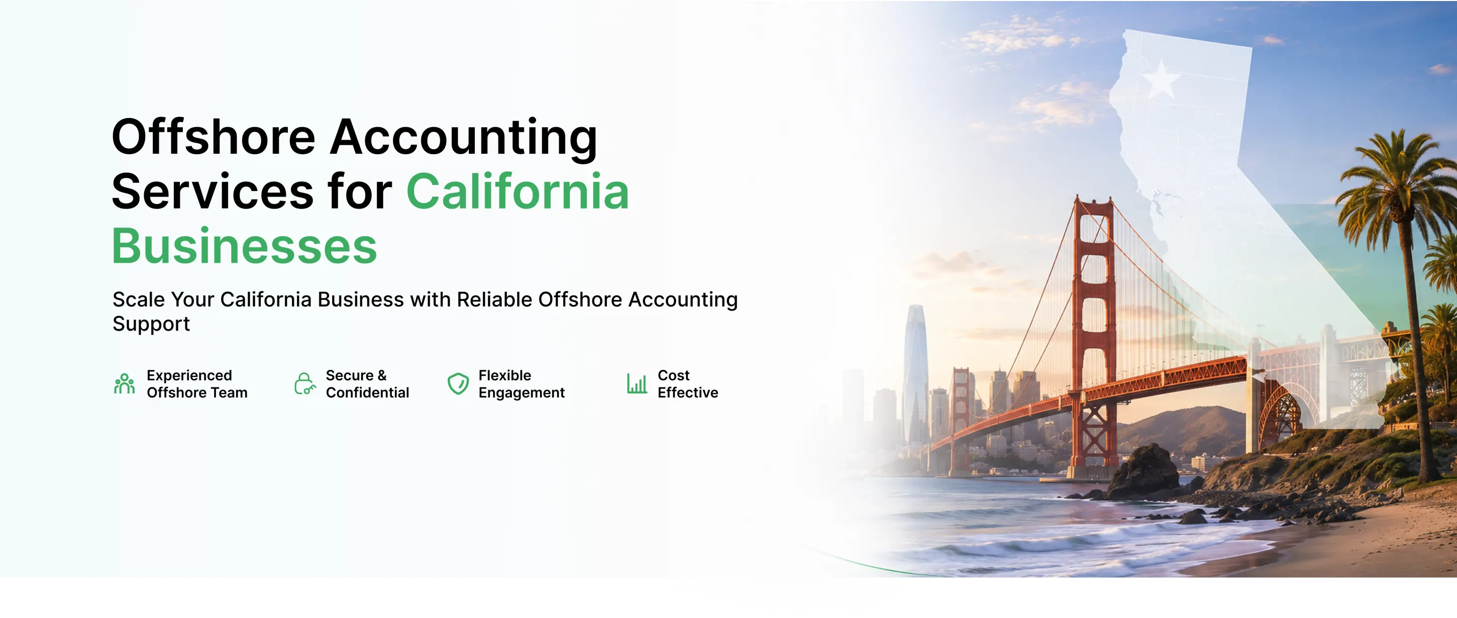 Offshore accounting services for California businesses across the Golden Gate Bridge and San Francisco skyline