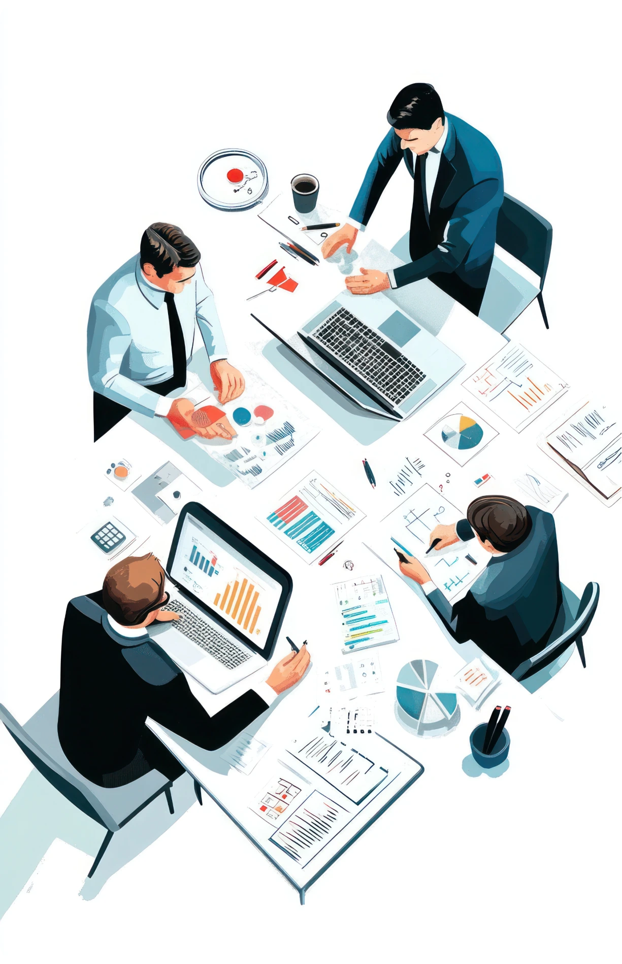 Washington business team collaborating on offshore accounting reports